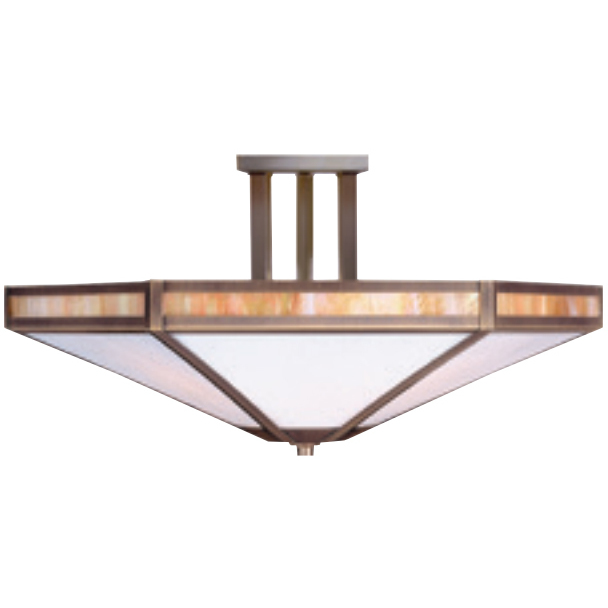 Etoile 4 Light 21 inch Antique Brass Semi-Flush Mount Ceiling Light in White Opalescent